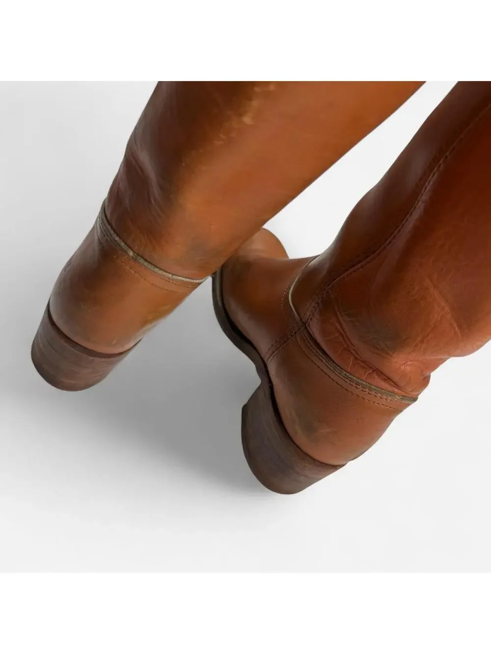 Frye 70s Campus Boots Tall Broken In Leather in Cognac Brown